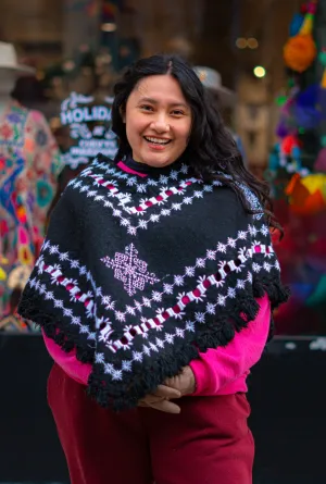 Hueyapan Hand-Embroidered Poncho-- Puebla, Mexico