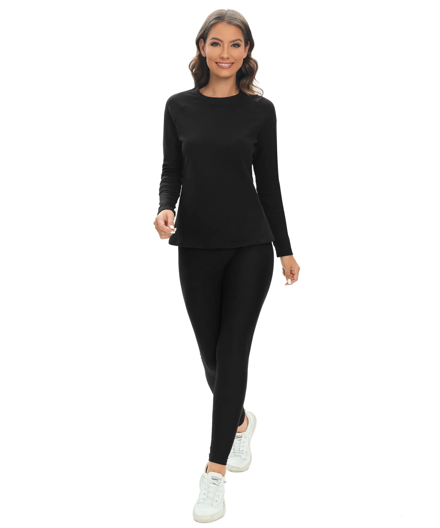 HUGE SPORTS Women Thermal Fleece Top Shirts Workout Pullover Tops Thermal Underwear Tops