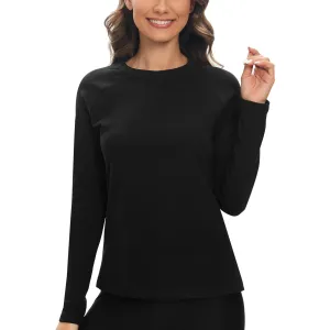 HUGE SPORTS Women Thermal Fleece Top Shirts Workout Pullover Tops Thermal Underwear Tops