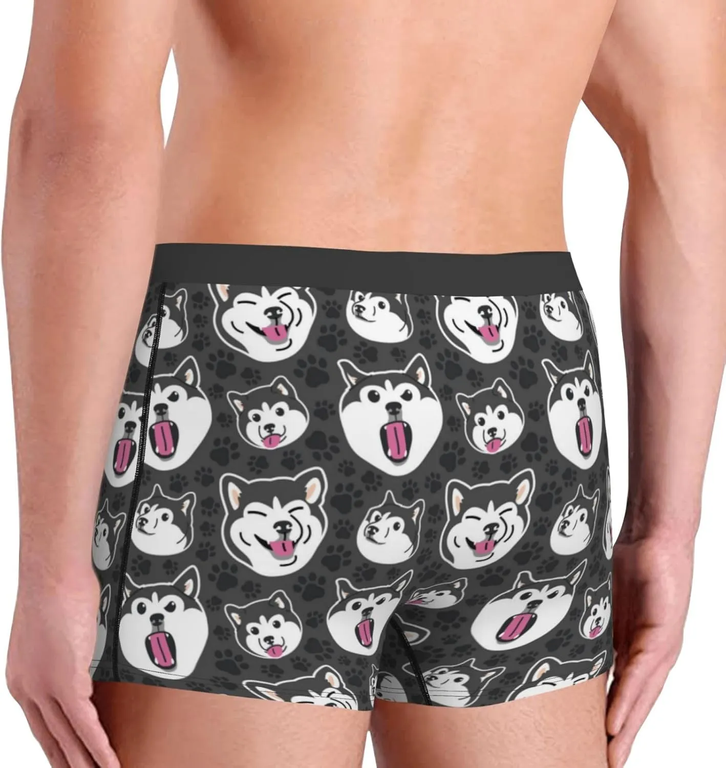 Husky Print Boxer Briefs For Men Breathable Underwear-