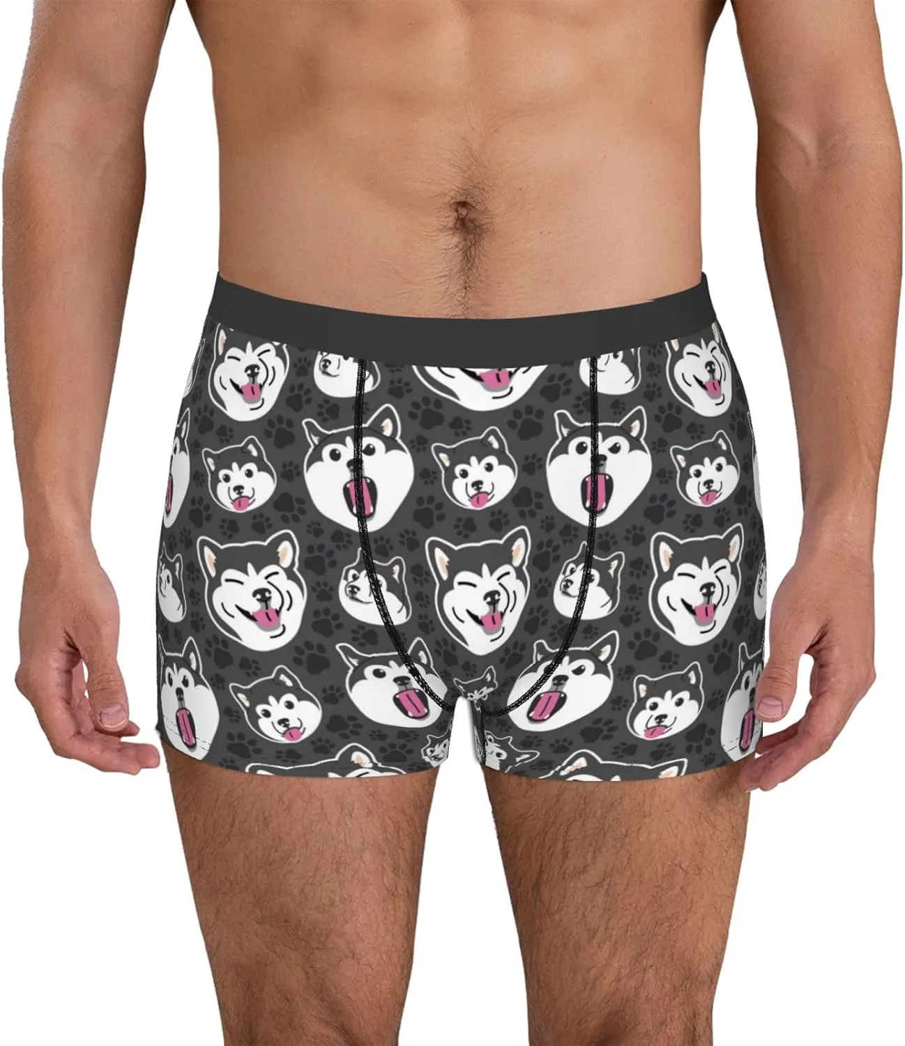 Husky Print Boxer Briefs For Men Breathable Underwear-