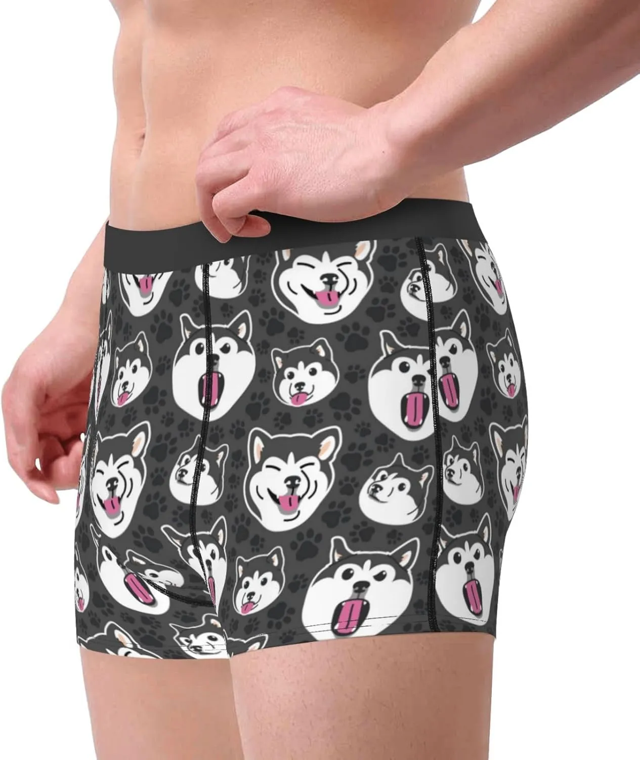 Husky Print Boxer Briefs For Men Breathable Underwear-