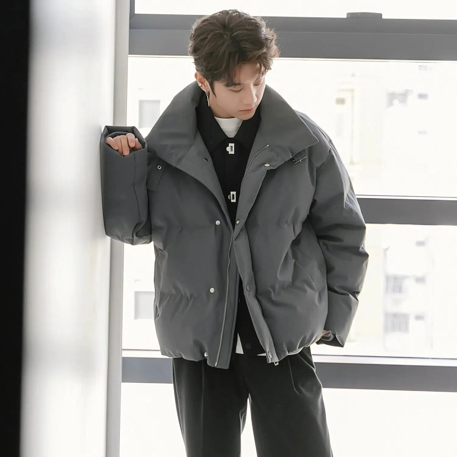 Insulated Winter Jacket with High Collar