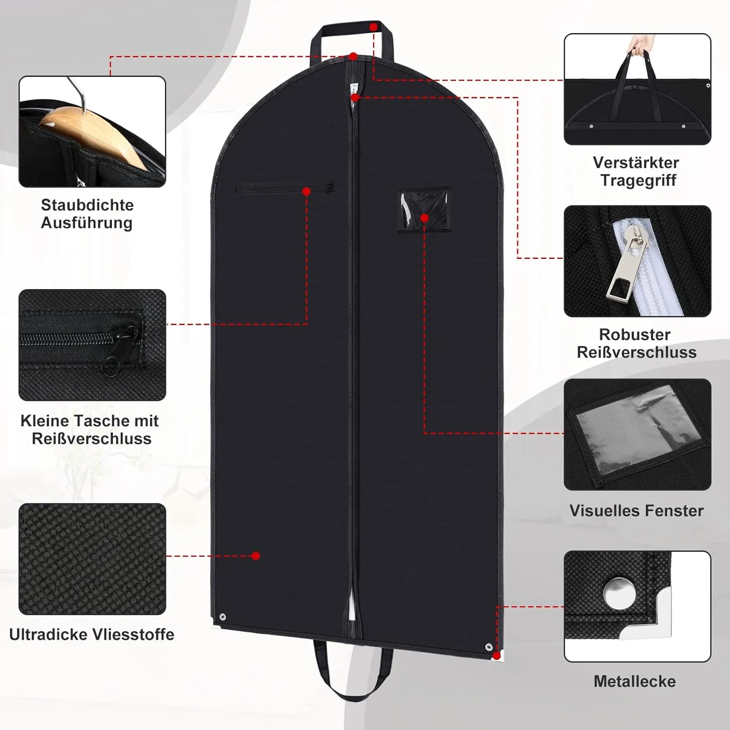inzeyoz 118 cm High-Quality Garment Bag, Breathable Garment Bag Suit, Breathable & Moth Protection Garment Bags with Handles - Ideal for Travel