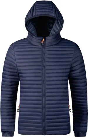 JEKE-DG Men's Zipper Casual Thermal Puffer Jacket Solid Winter Warm Down Coat Thermal Lightweight Bubble Coat
