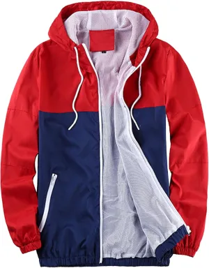JEShifangjiusu Men's Full Zip Windbreaker Jacket Lightweight Water-Resistant Waterproof Coat Casual Breathable Bomber Jacket