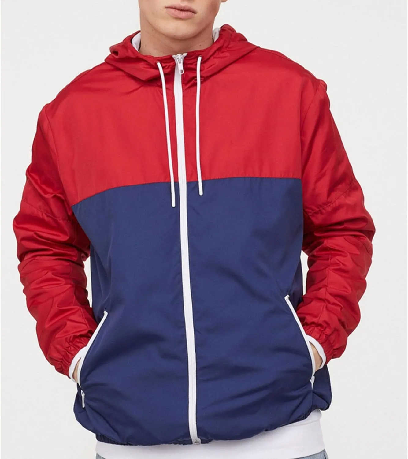 JEShifangjiusu Men's Full Zip Windbreaker Jacket Lightweight Water-Resistant Waterproof Coat Casual Breathable Bomber Jacket