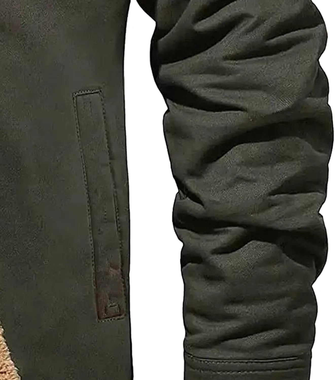 JEShifangjiusu Men'S Warm Sherpa Lined Fleece Coat Button Down Outdoor Jackets Shirt Casual Winter Cotton Military Jacket