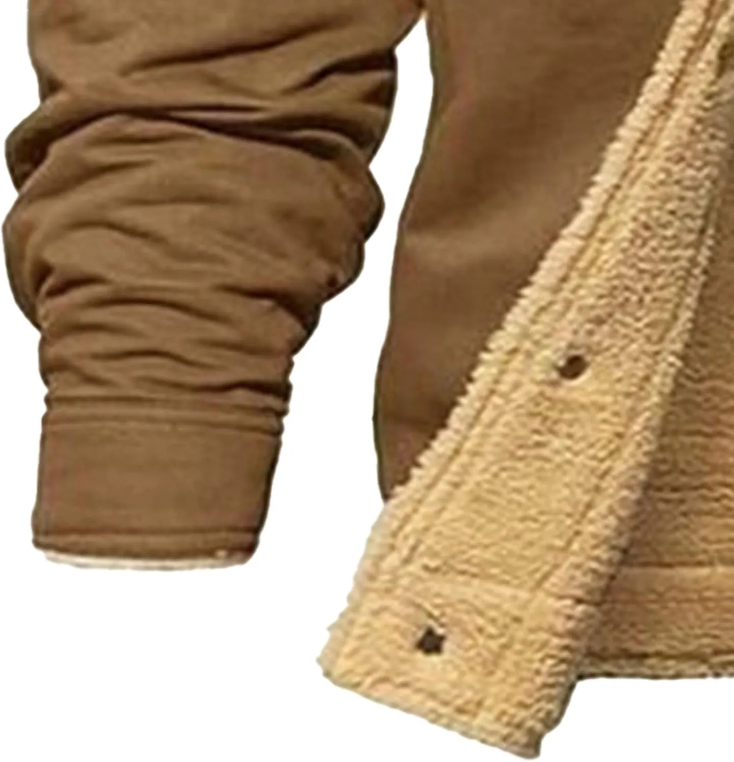 JEShifangjiusu Men'S Warm Sherpa Lined Fleece Coat Button Down Outdoor Jackets Shirt Casual Winter Cotton Military Jacket
