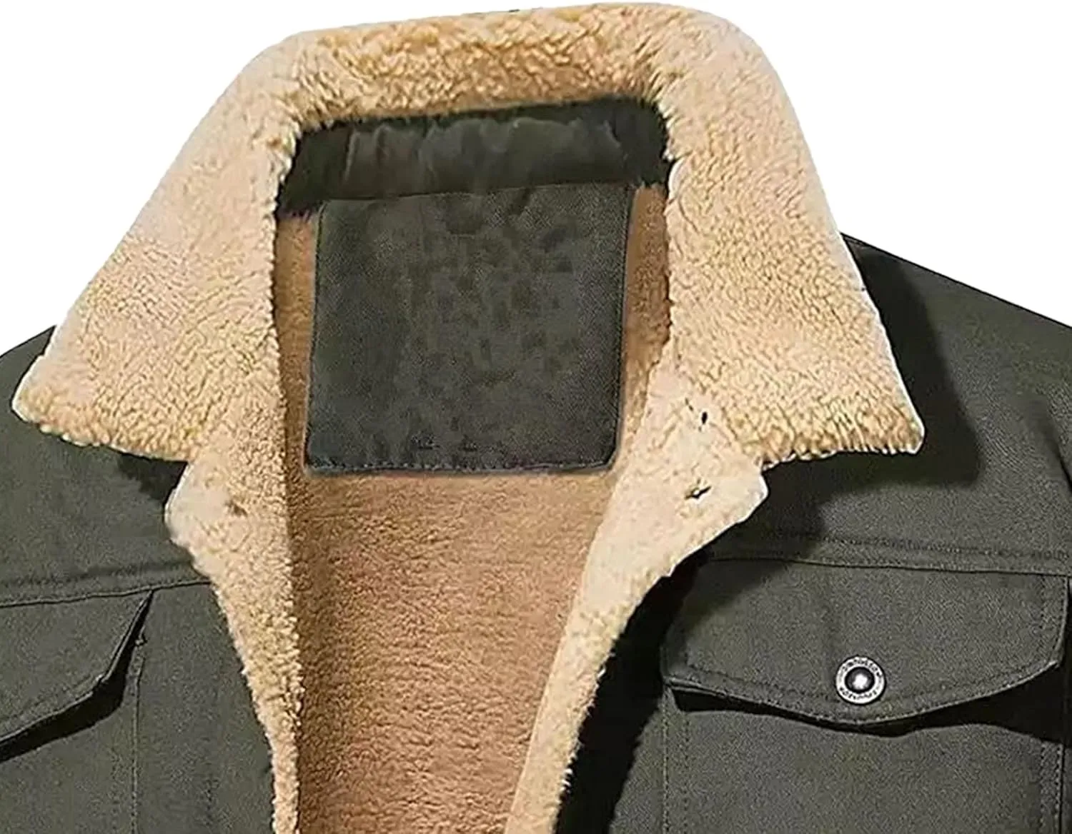 JEShifangjiusu Men'S Warm Sherpa Lined Fleece Coat Button Down Outdoor Jackets Shirt Casual Winter Cotton Military Jacket
