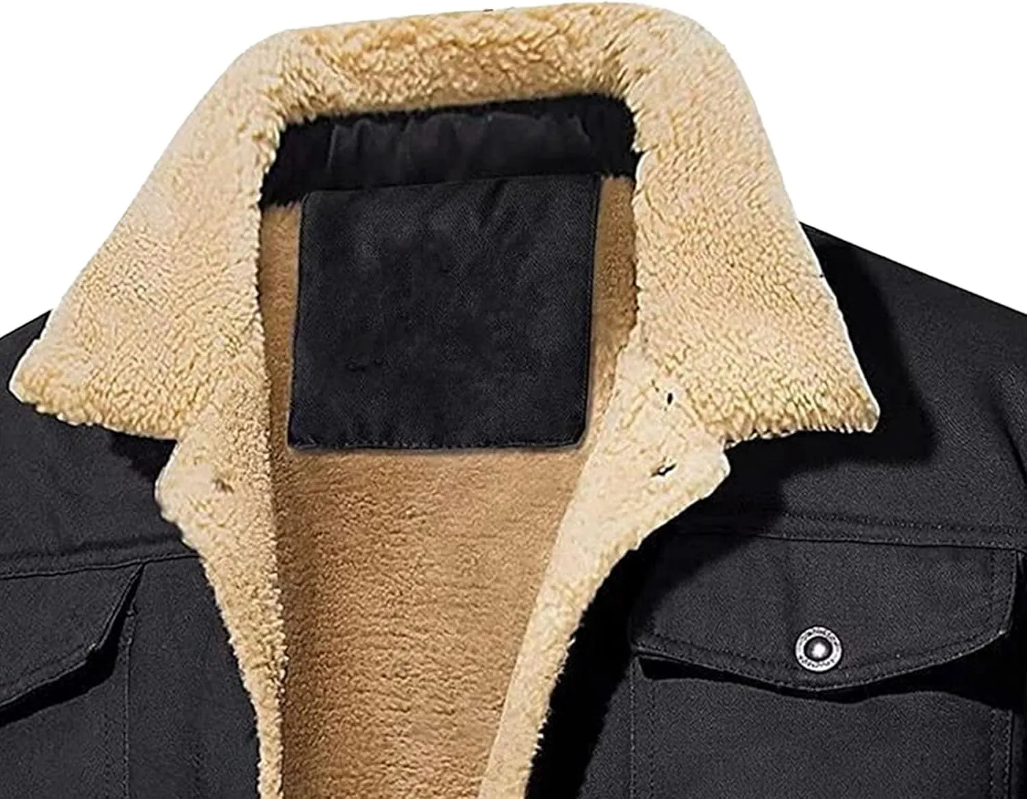 JEShifangjiusu Men'S Warm Sherpa Lined Fleece Coat Button Down Outdoor Jackets Shirt Casual Winter Cotton Military Jacket