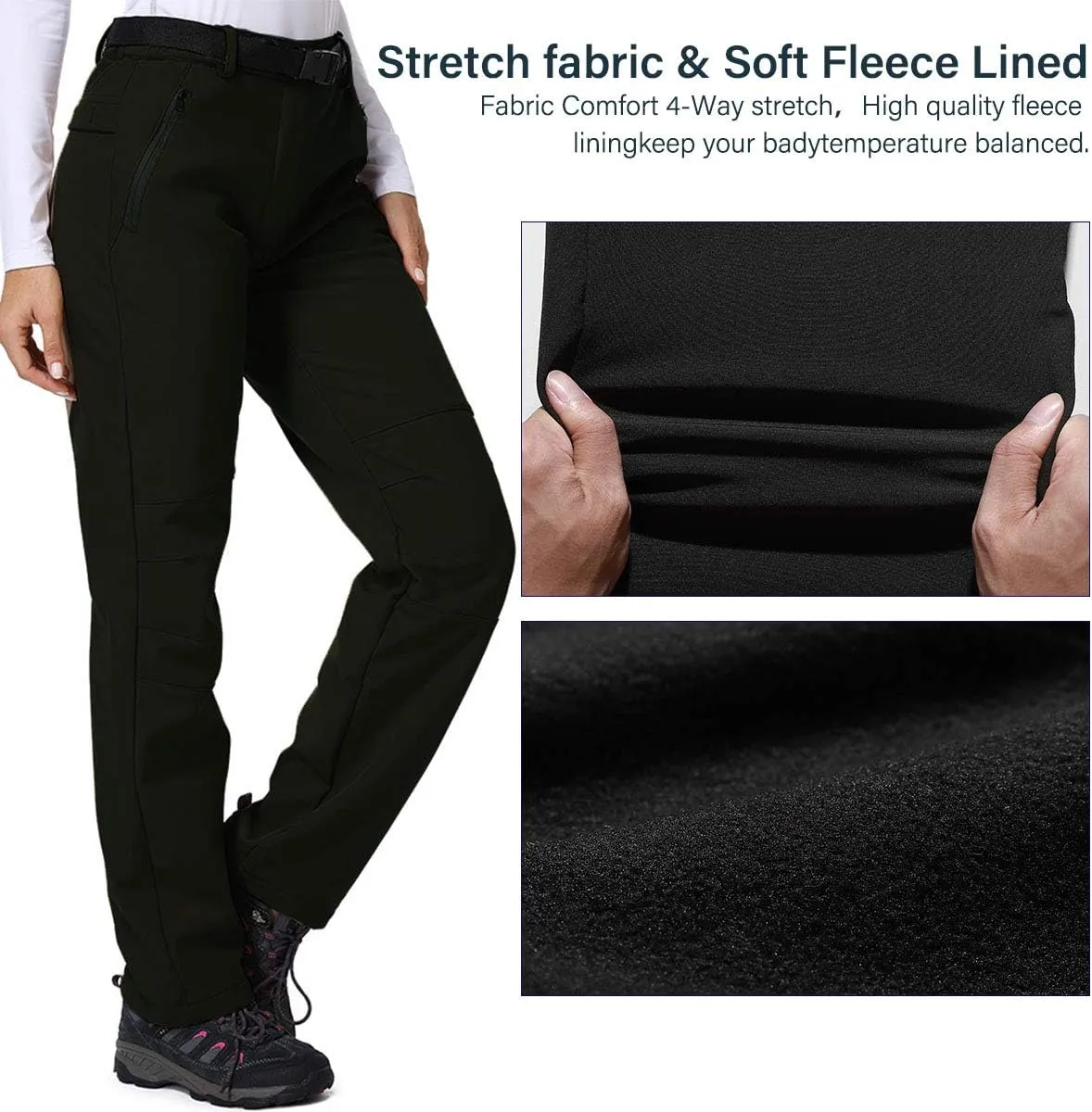 Jessie Kidden Women's Waterproof Pants Hiking Ski Snow Fish Fleece Lined Insulated Outdoor Golf Travel Pant