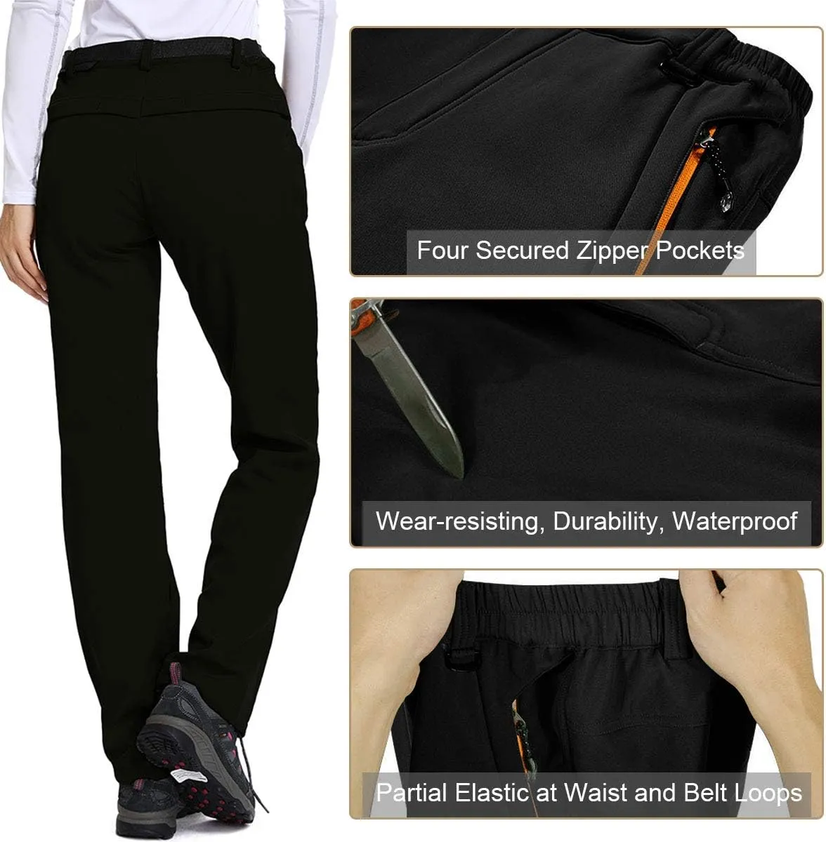 Jessie Kidden Women's Waterproof Pants Hiking Ski Snow Fish Fleece Lined Insulated Outdoor Golf Travel Pant
