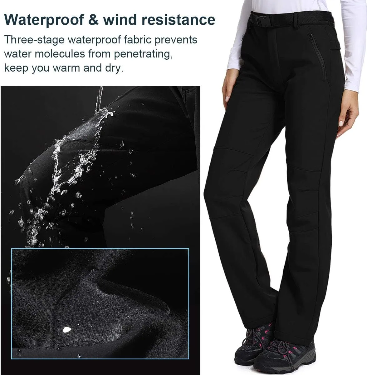 Jessie Kidden Women's Waterproof Pants Hiking Ski Snow Fish Fleece Lined Insulated Outdoor Golf Travel Pant
