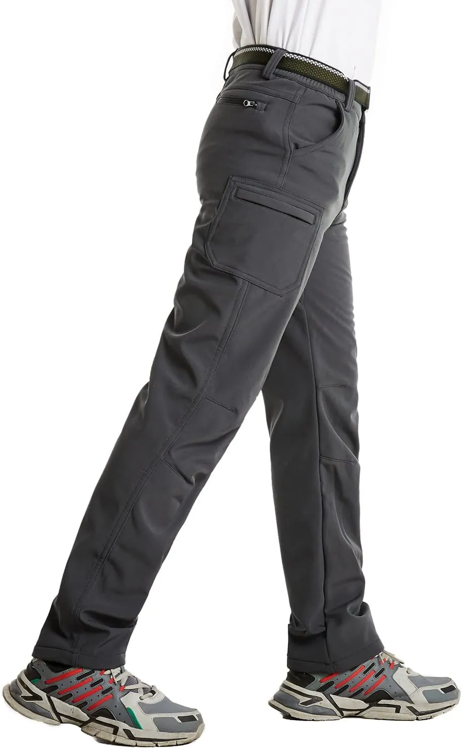 JOMLUN Boy's Hiking Pants Fleece Lined Cargo Snow Soft Shell Ski Waterproof Windproof Warm Outdoor Insulated Trousers Winter