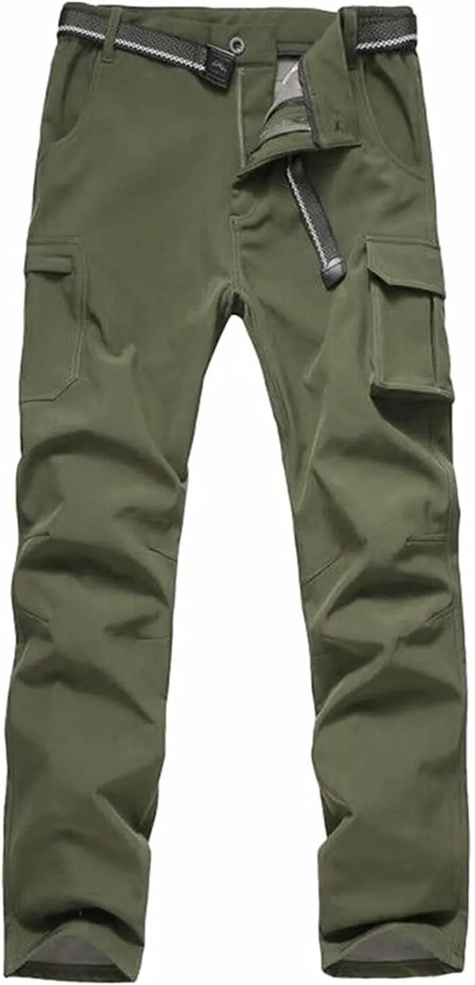 JOMLUN Boy's Hiking Pants Fleece Lined Cargo Snow Soft Shell Ski Waterproof Windproof Warm Outdoor Insulated Trousers Winter