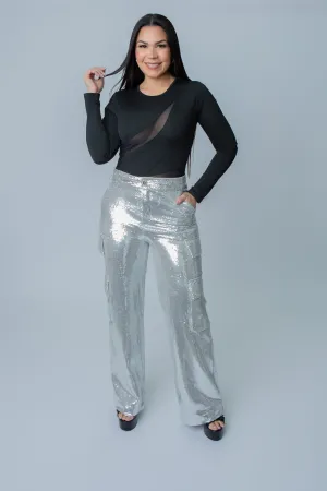 JULISSA SEQUIN CARGO PANTS