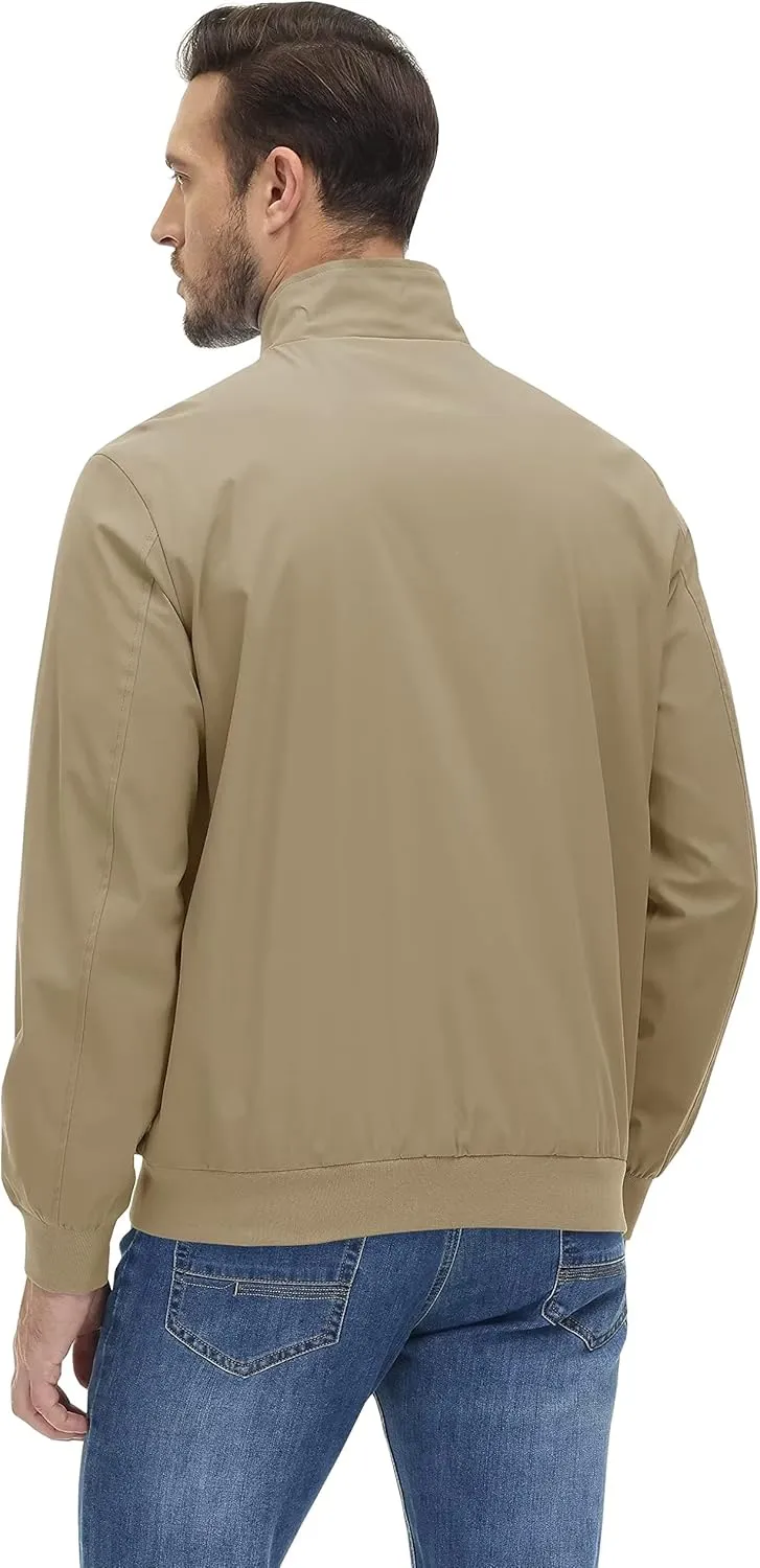 KEFITEVD Men's Lightweight Windbreaker Casual Outdoor Jackets Windproof Full Zip Bomber Golf Jacket Spring Fall Outerwear