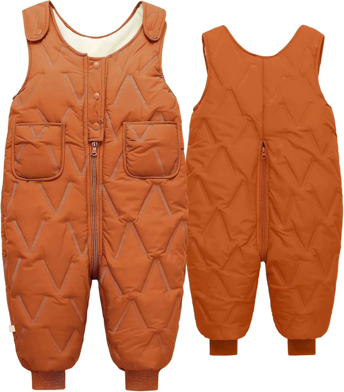 Kids Baby Winter Snow Bib Pants Windproof Puffer Snowsuit Fleece Lined Warm Overall Jumpsuit
