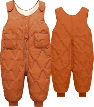 Kids Baby Winter Snow Bib Pants Windproof Puffer Snowsuit Fleece Lined Warm Overall Jumpsuit
