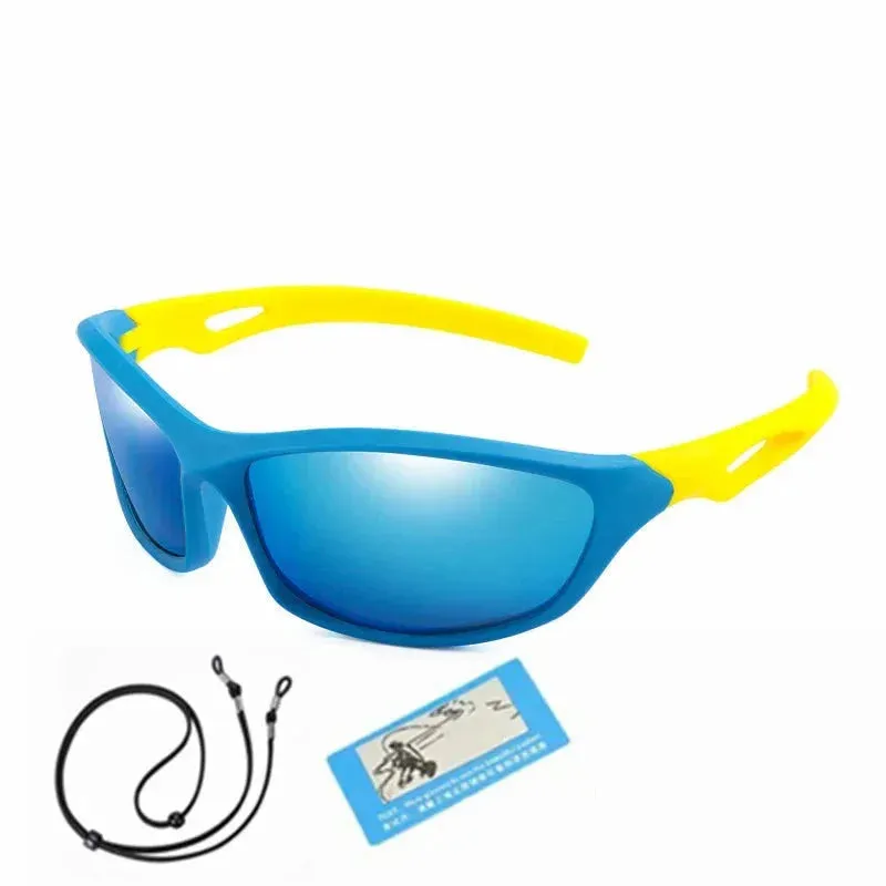 Kids Sport Style Polarized UV400 Mirror Outdoor Sunglasses with Rope