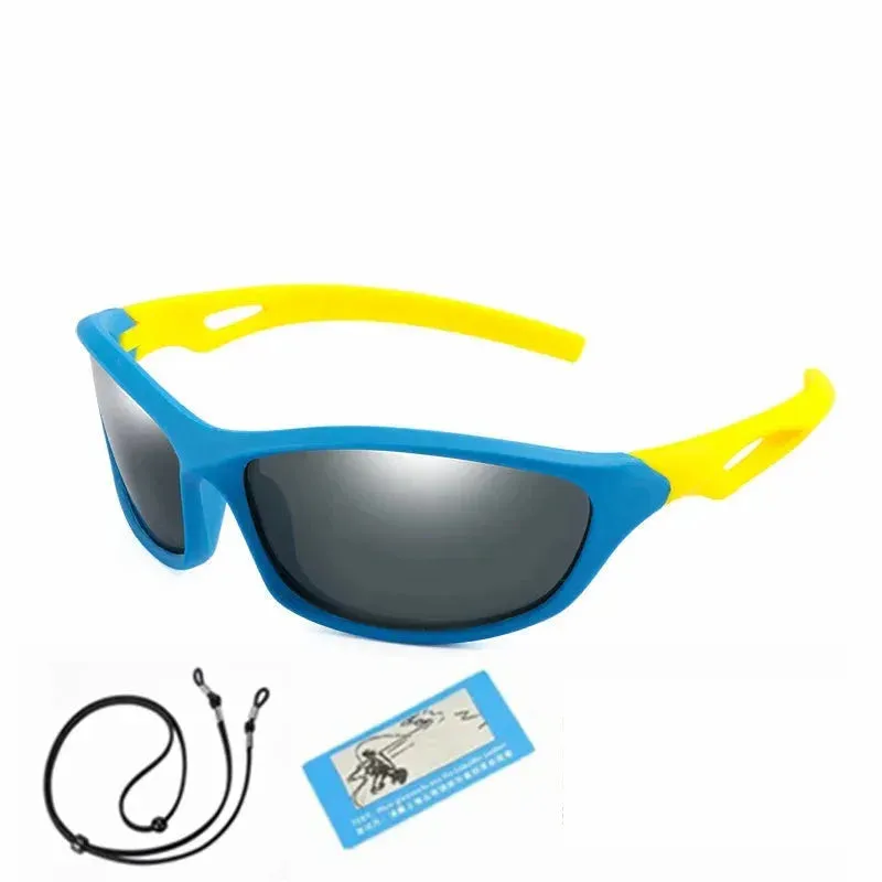 Kids Sport Style Polarized UV400 Mirror Outdoor Sunglasses with Rope