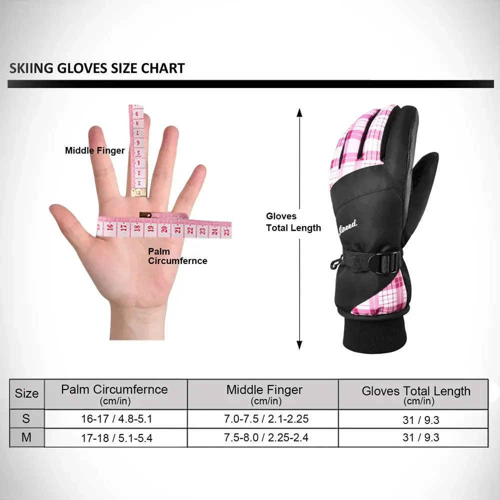 KINEED Waterproof Ski Gloves Touchscreen 3M Thinsulate Winter Warm Snow Gloves for Women Youth