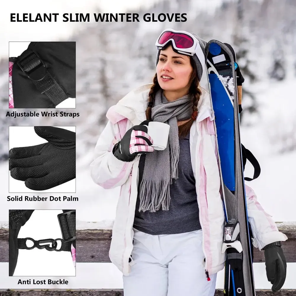 KINEED Waterproof Ski Gloves Touchscreen 3M Thinsulate Winter Warm Snow Gloves for Women Youth