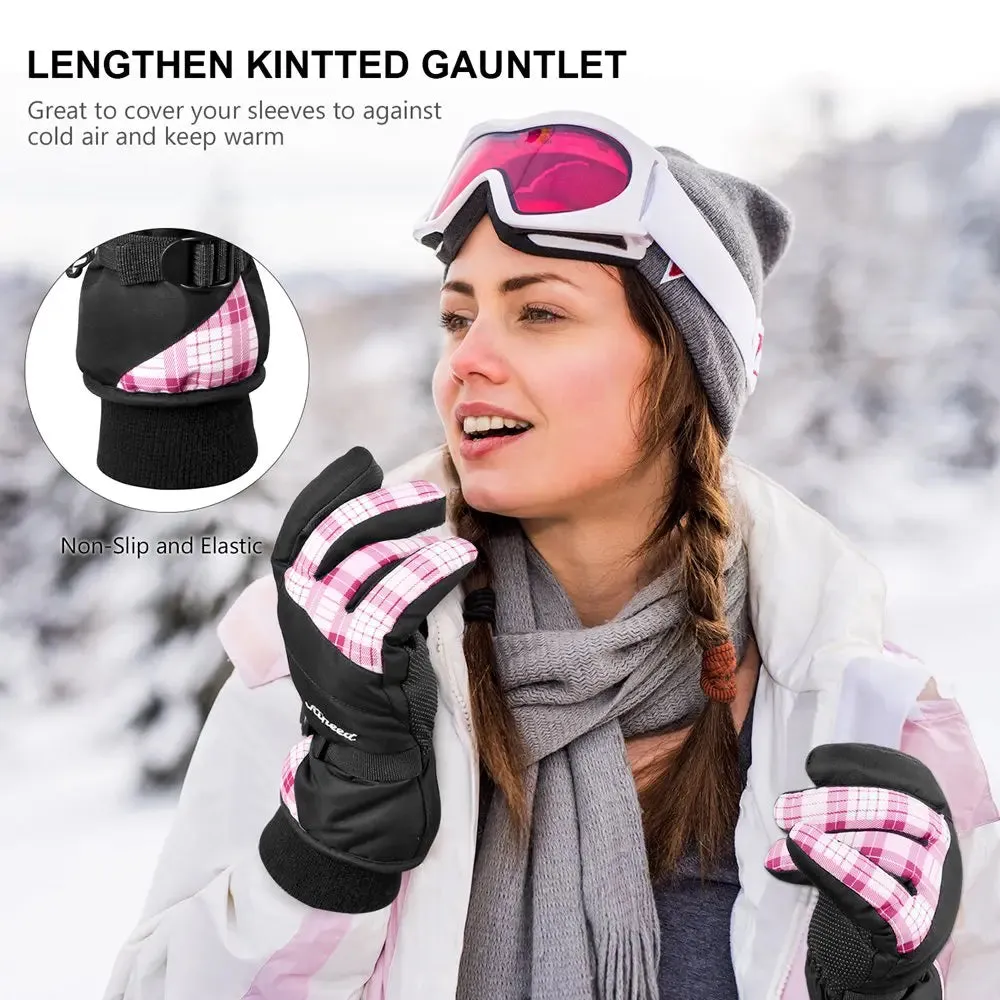 KINEED Waterproof Ski Gloves Touchscreen 3M Thinsulate Winter Warm Snow Gloves for Women Youth
