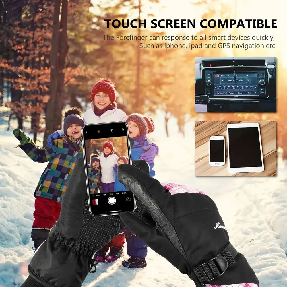 KINEED Waterproof Ski Gloves Touchscreen 3M Thinsulate Winter Warm Snow Gloves for Women Youth