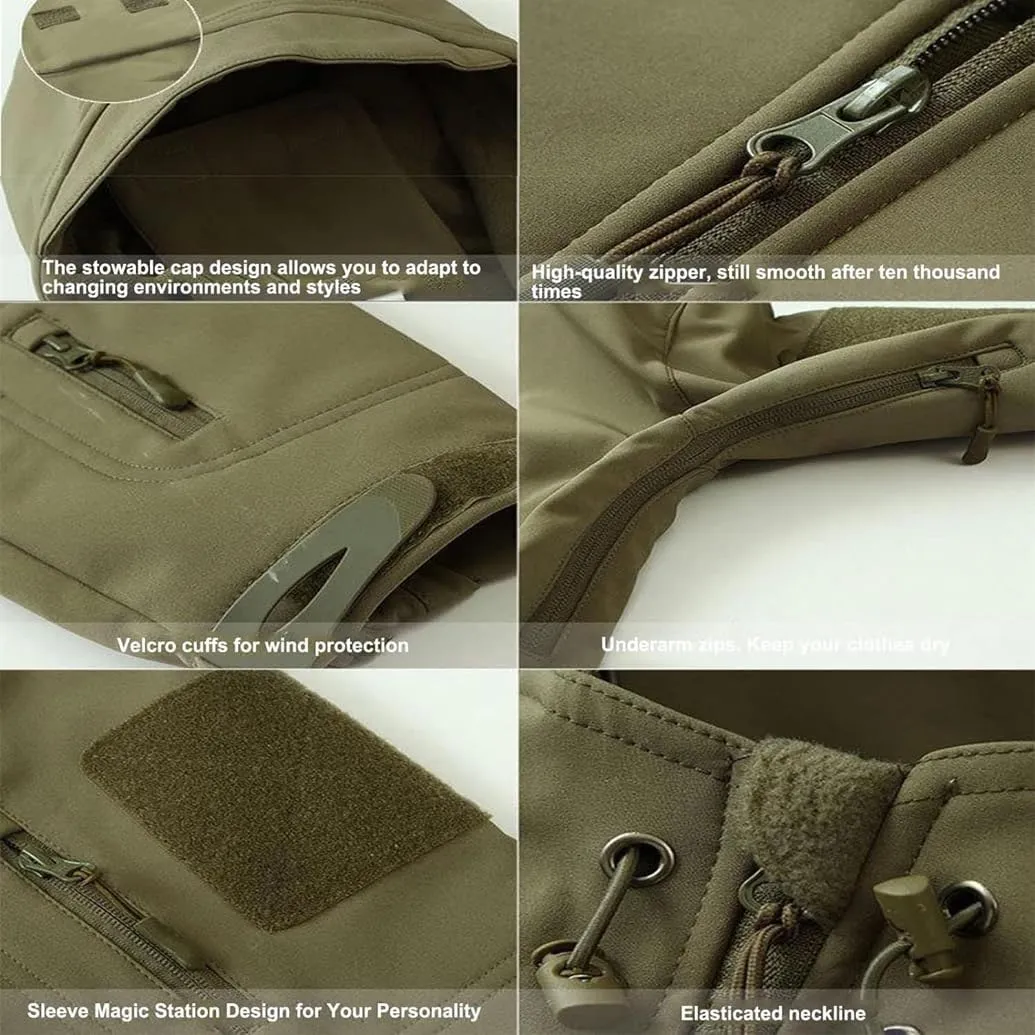 LANGWEI Men Hunting Clothes Suit Winter Fleece Softshell Coats Pants Outdoor Waterproof Windbreaker Camo Tactical Jackets