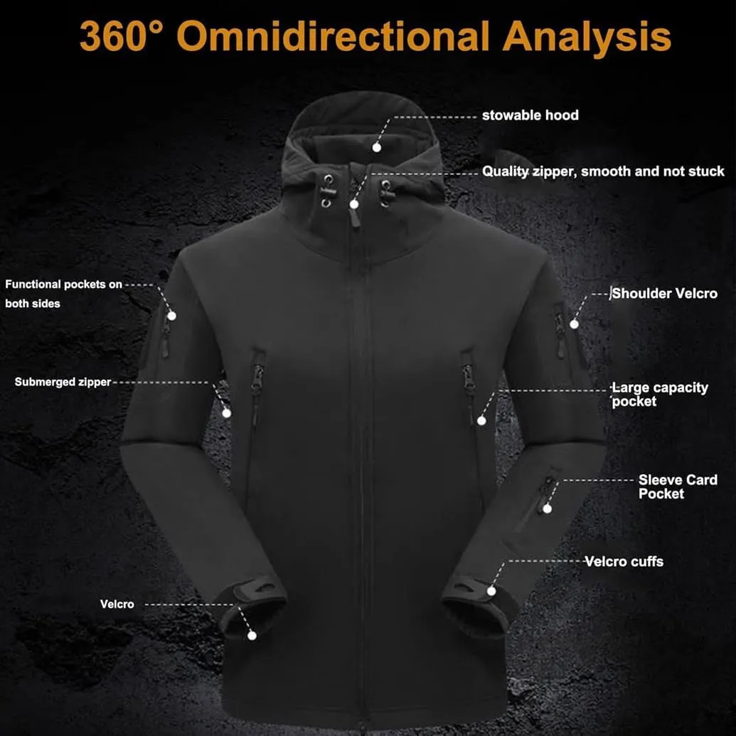 LANGWEI Men Hunting Clothes Suit Winter Fleece Softshell Coats Pants Outdoor Waterproof Windbreaker Camo Tactical Jackets