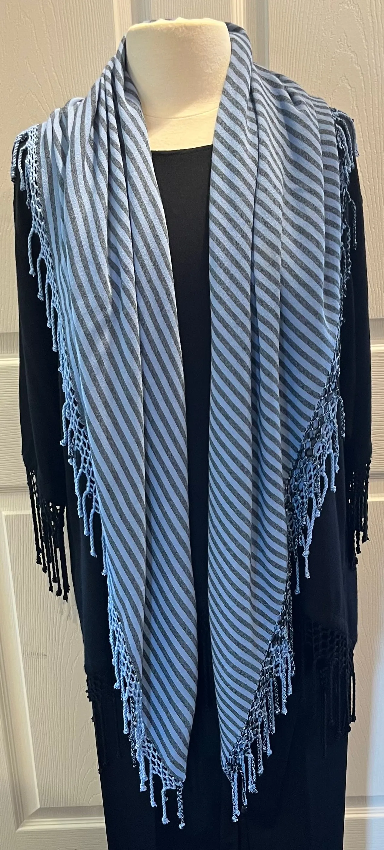 Lavender Striped Fringed Poncho