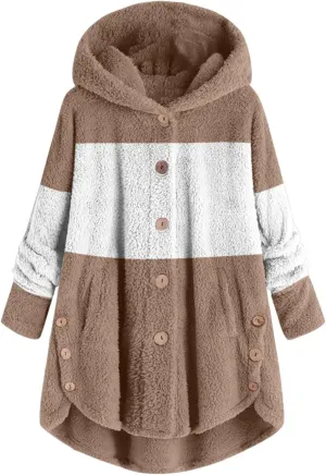 LCMTWX Womens 2023 Winter Fuzzy Fleece Jacket Fleece Sleeve Plus Size Women Women's Coat Solid Oversized Fuzzy Fleece De