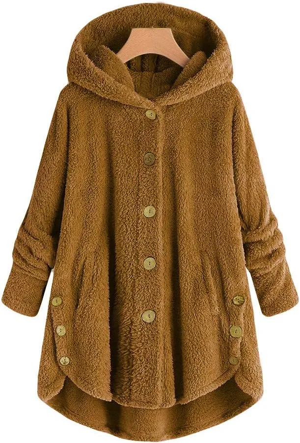 LCMTWX Womens 2023 Winter Fuzzy Fleece Jacket Fleece Sleeve Plus Size Women Women's Coat Solid Oversized Fuzzy Fleece De