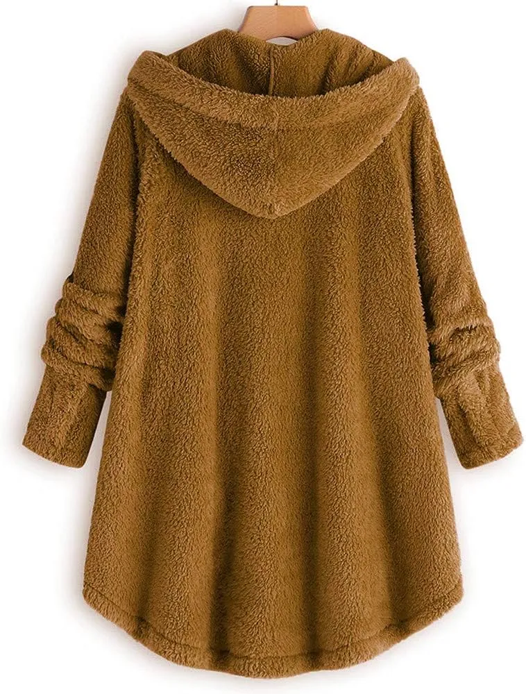 LCMTWX Womens 2023 Winter Fuzzy Fleece Jacket Fleece Sleeve Plus Size Women Women's Coat Solid Oversized Fuzzy Fleece De