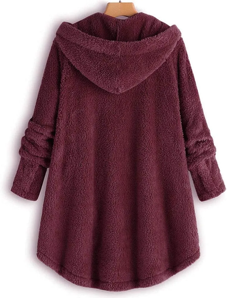 LCMTWX Womens 2023 Winter Fuzzy Fleece Jacket Fleece Sleeve Plus Size Women Women's Coat Solid Oversized Fuzzy Fleece