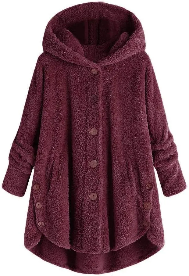 LCMTWX Womens 2023 Winter Fuzzy Fleece Jacket Fleece Sleeve Plus Size Women Women's Coat Solid Oversized Fuzzy Fleece