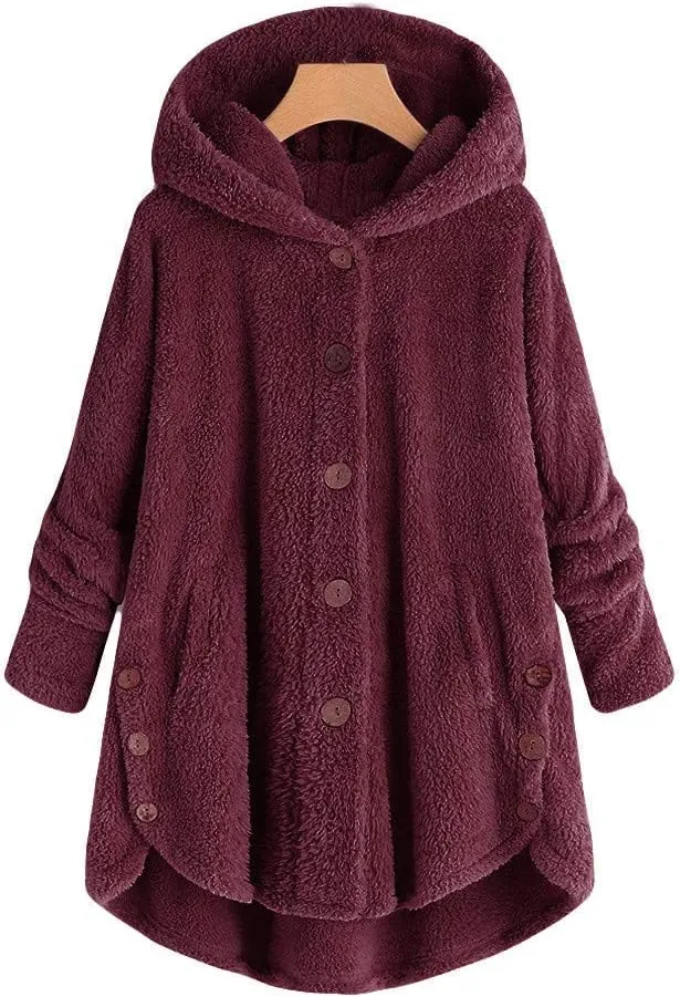 LCMTWX Womens 2023 Winter Fuzzy Fleece Jacket Fleece Sleeve Plus Size Women Women's Coat Solid Oversized Fuzzy Fleece