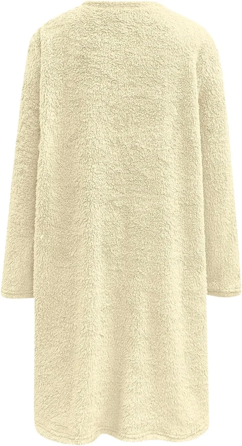 LCMTWX Womens 2023 Winter Fuzzy Fleece Jacket Fleece Thickening Plus Size Coat Jacket Solid Oversized Fuzzy Fleece Fluffy