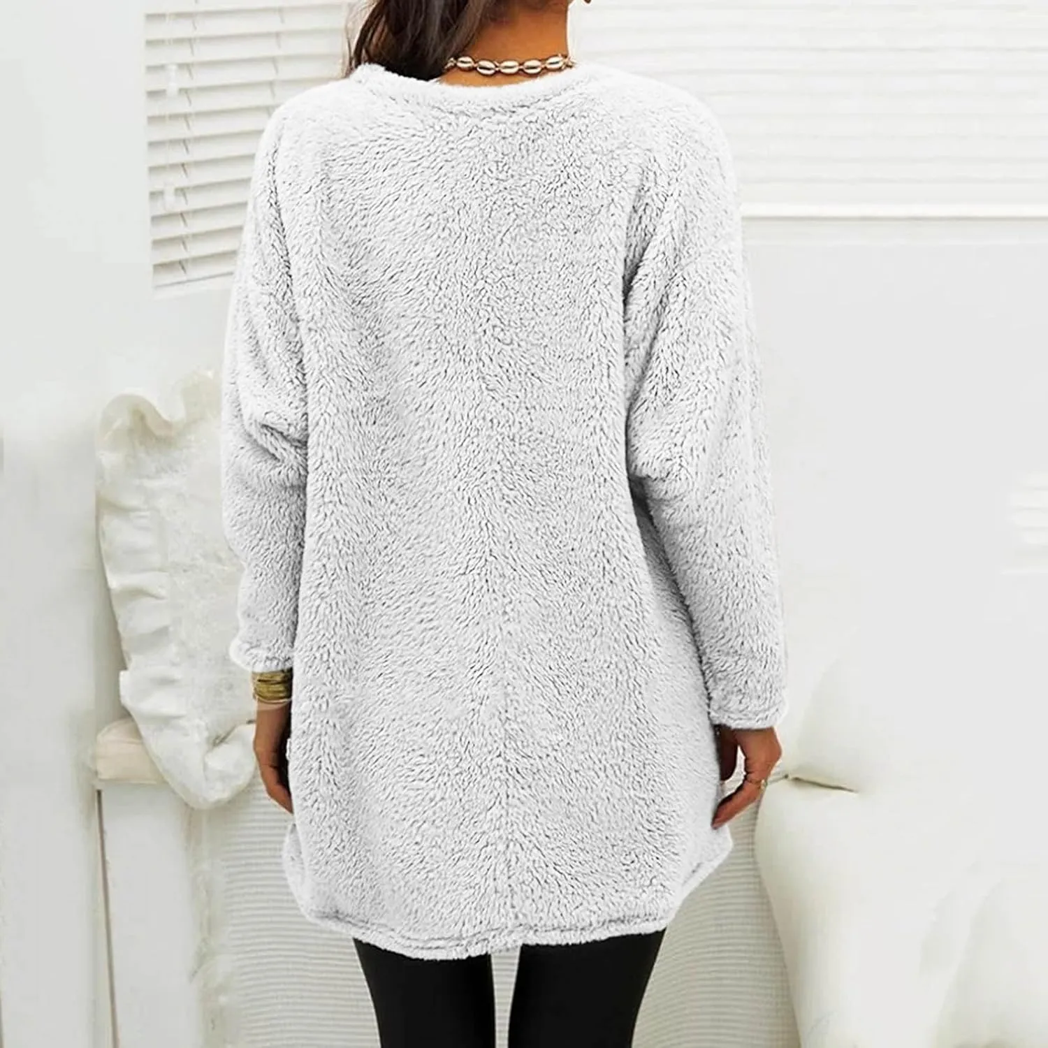 LCMTWX Womens 2023 Winter Fuzzy Fleece Jacket Fleece Thickening Plus Size Coat Jacket Solid Oversized Fuzzy Fleece Fluffy