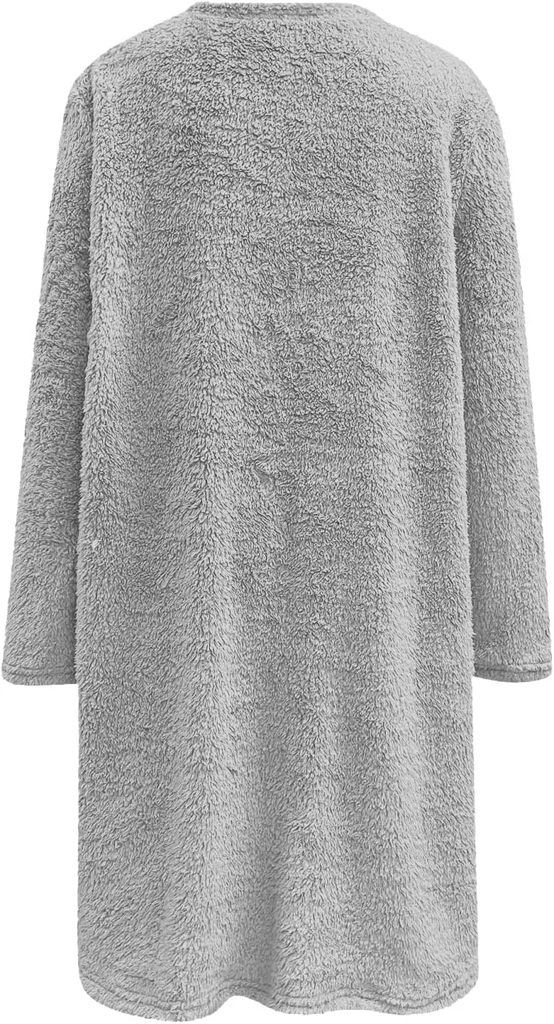 LCMTWX Womens 2023 Winter Fuzzy Fleece Jacket Fleece Thickening Plus Size Coat Jacket Solid Oversized Fuzzy Fleece Fluffy