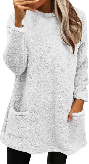 LCMTWX Womens 2023 Winter Fuzzy Fleece Jacket Fleece Thickening Plus Size Coat Jacket Solid Oversized Fuzzy Fleece Fluffy