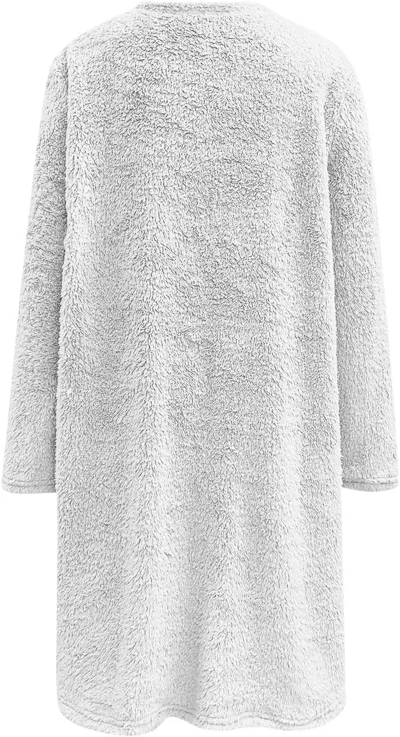 LCMTWX Womens 2023 Winter Fuzzy Fleece Jacket Fleece Thickening Plus Size Coat Jacket Solid Oversized Fuzzy Fleece Fluffy