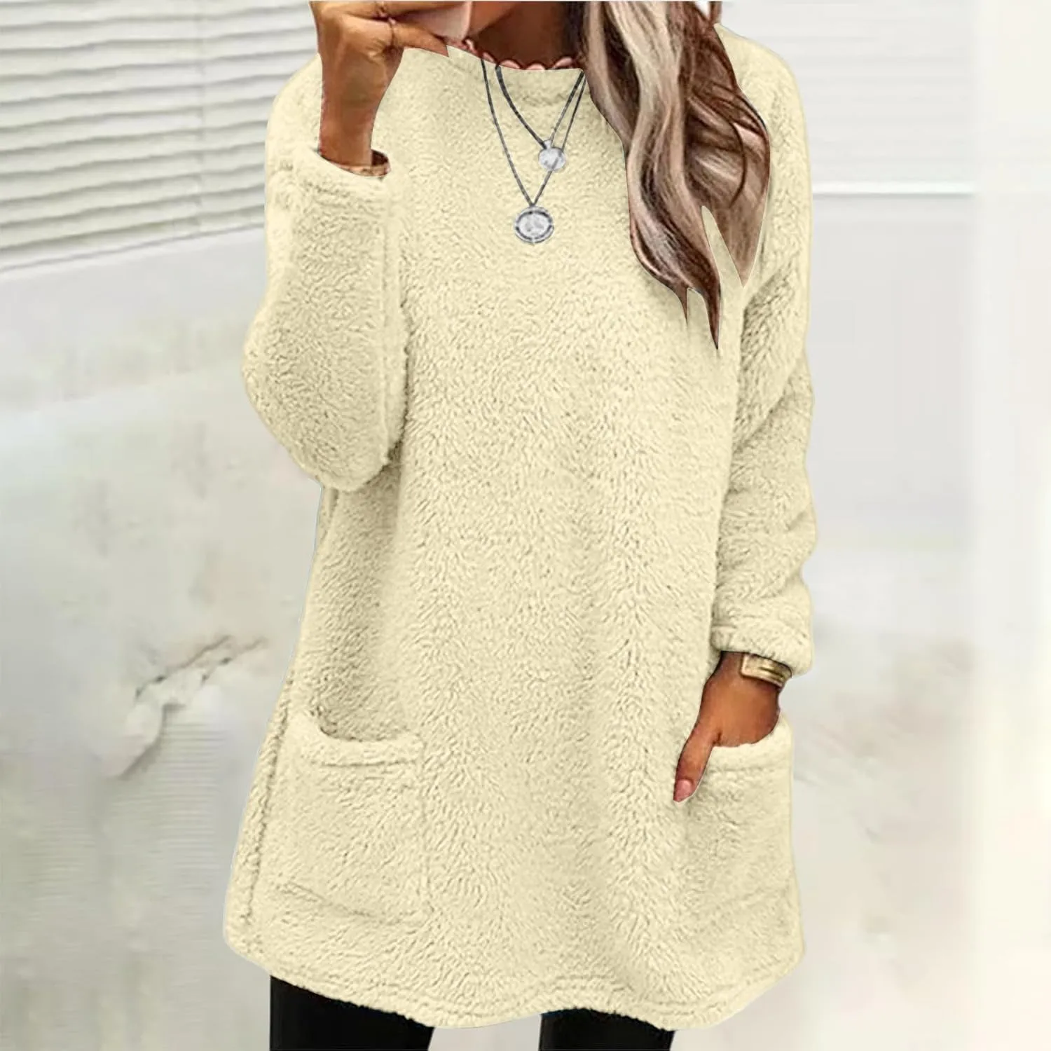 LCMTWX Womens 2023 Winter Fuzzy Fleece Jacket Fleece Thickening Plus Size Coat Jacket Solid Oversized Fuzzy Fleece Fluffy