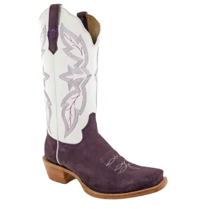 LD PLUM ROUGH OUT/WINTER WHITE COWHIDE