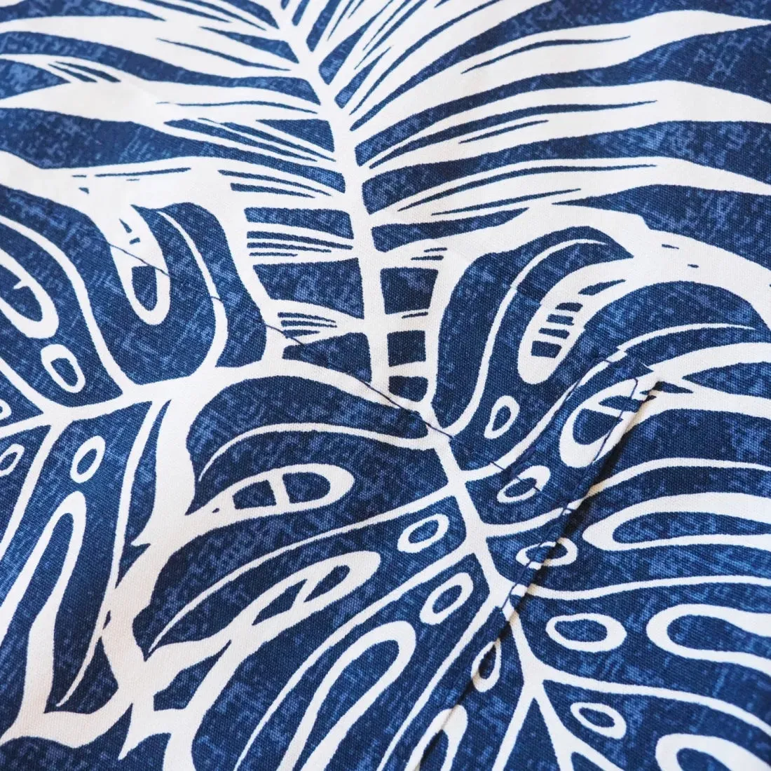 Leaf Navy Blue Hawaiian Cotton Shirt