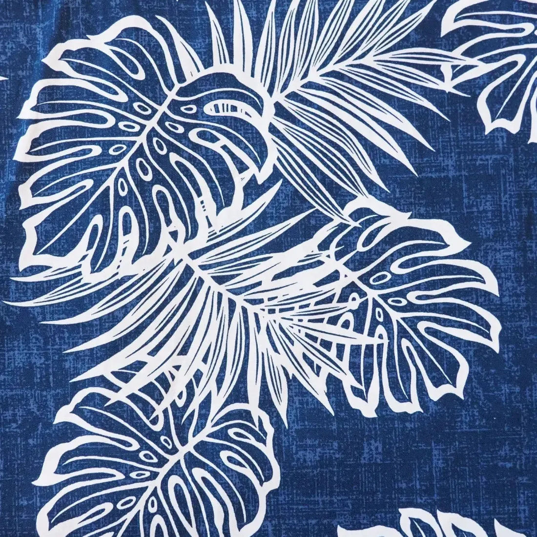 Leaf Navy Blue Hawaiian Cotton Shirt