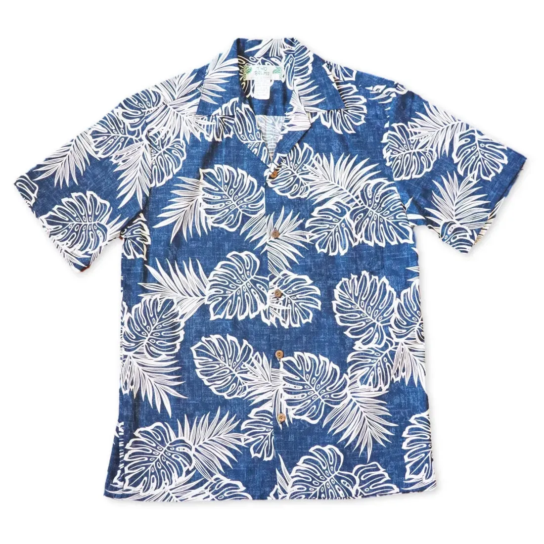 Leaf Navy Blue Hawaiian Cotton Shirt