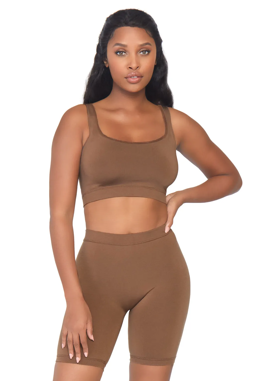 Leg Avenue  Seamless Opaque Spandex Crop Tank Set  NK004